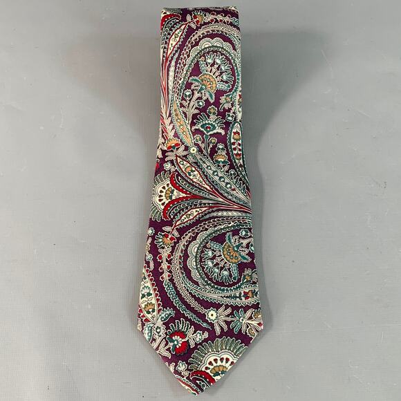 CHRISTIAN DIOR Purple Multi Color Paisley Tie - Picture 2 of 4